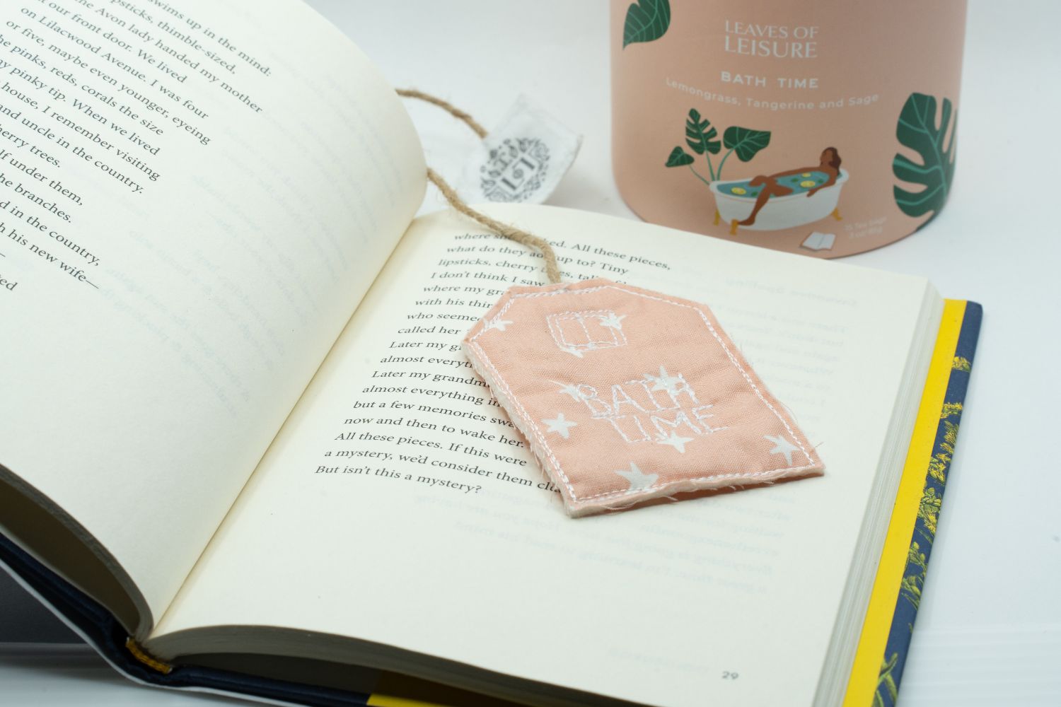 Bath Time Tea & Matching Upcycled Bookmark Leaves of Leisure