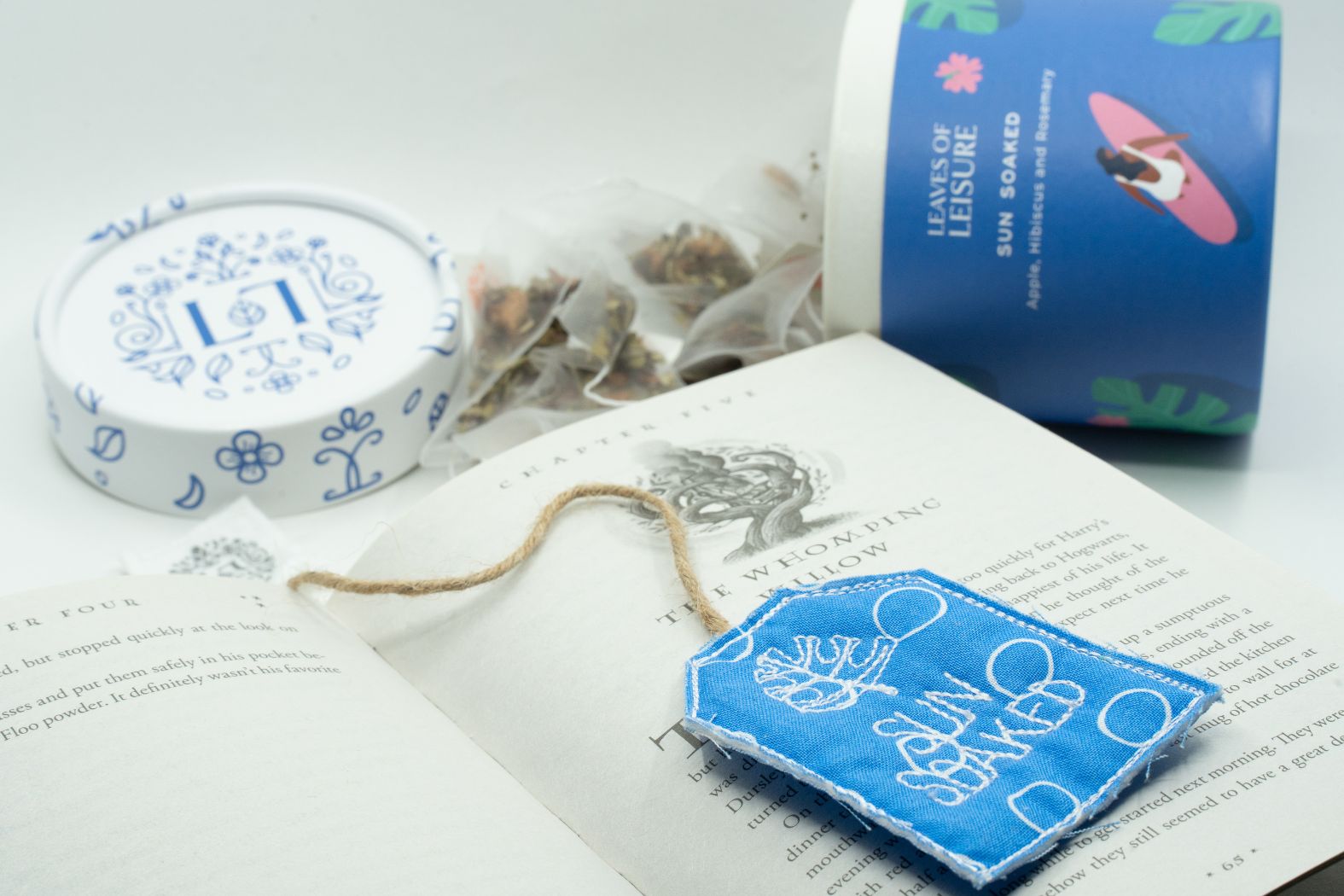 Sun Soaked Low Caffeine Tea & Matching Upcycled Bookmark Leaves of Leisure